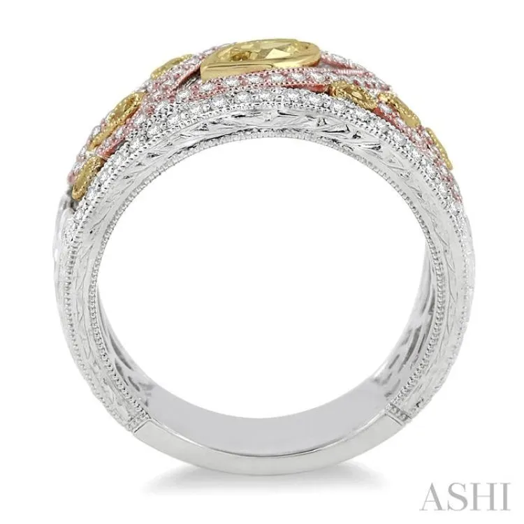 1 1/10 Ctw Diamond Band in 14K Tri Color Gold