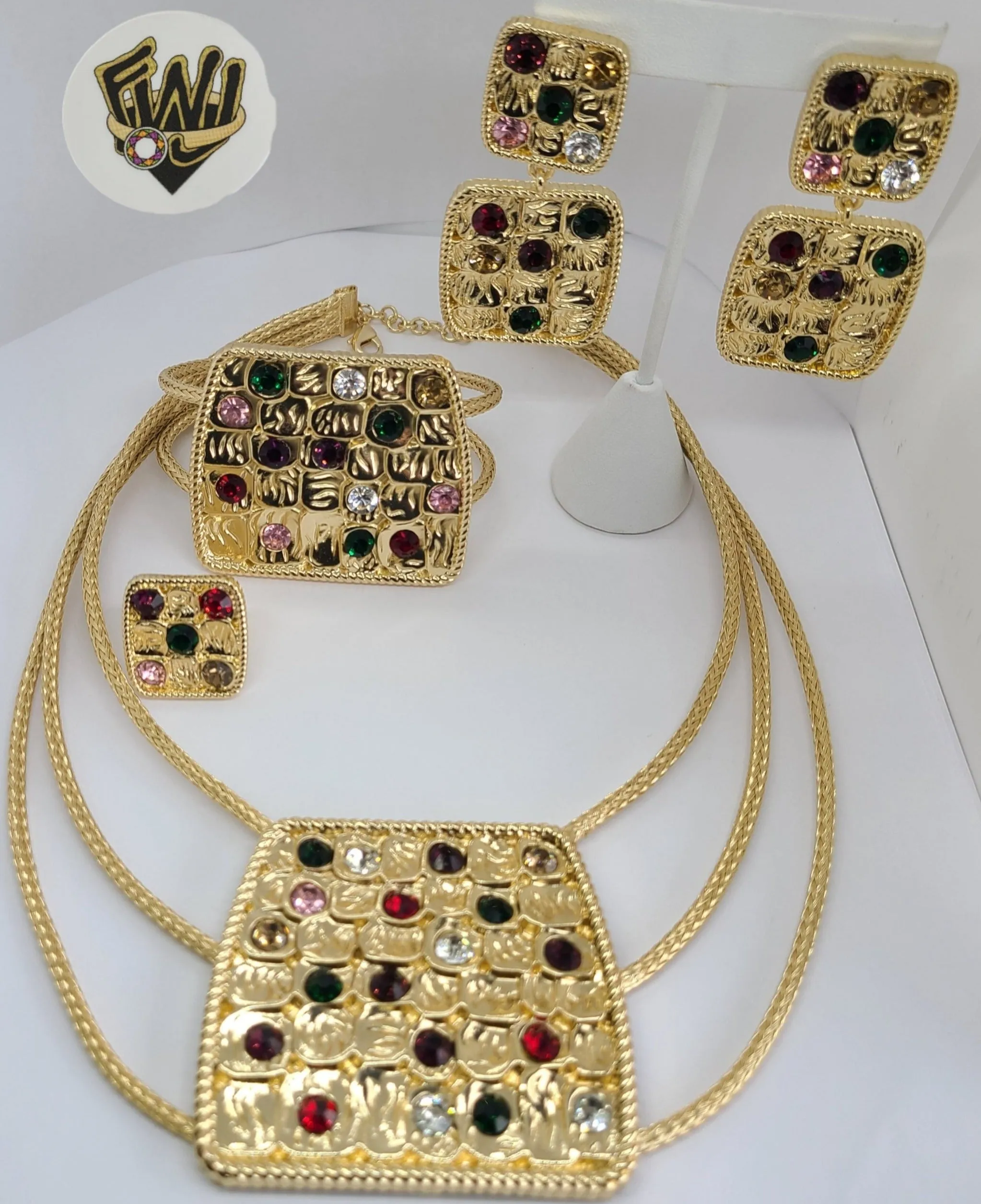 (1-6159) Gold Laminate - Zircon Multicolor Big Size Set - BGO