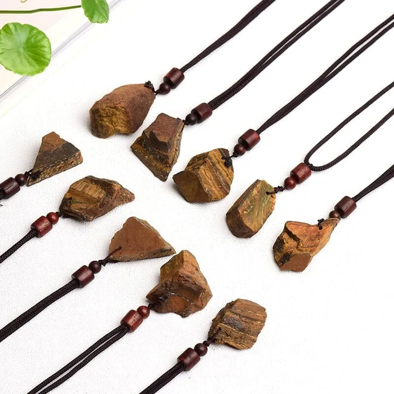 1 Piece Irregular Natural Tigers Eye Yellow Stone and Mineral Pendant Necklaces