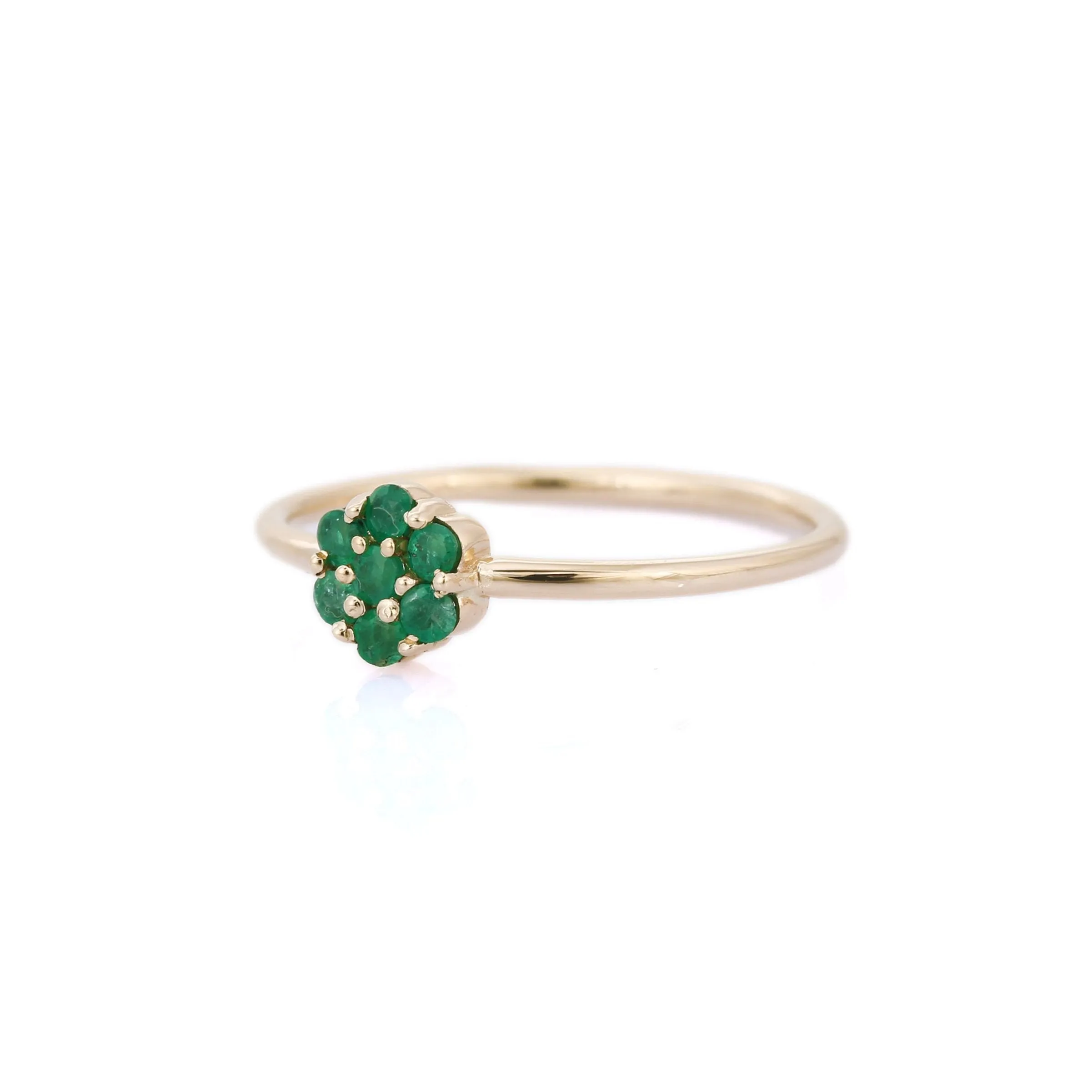 14K Gold Flower Emerald Ring