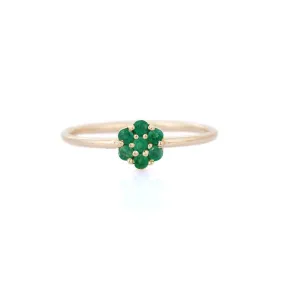 14K Gold Flower Emerald Ring