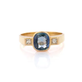 14K Gold Sapphire & Diamond Wedding Ring