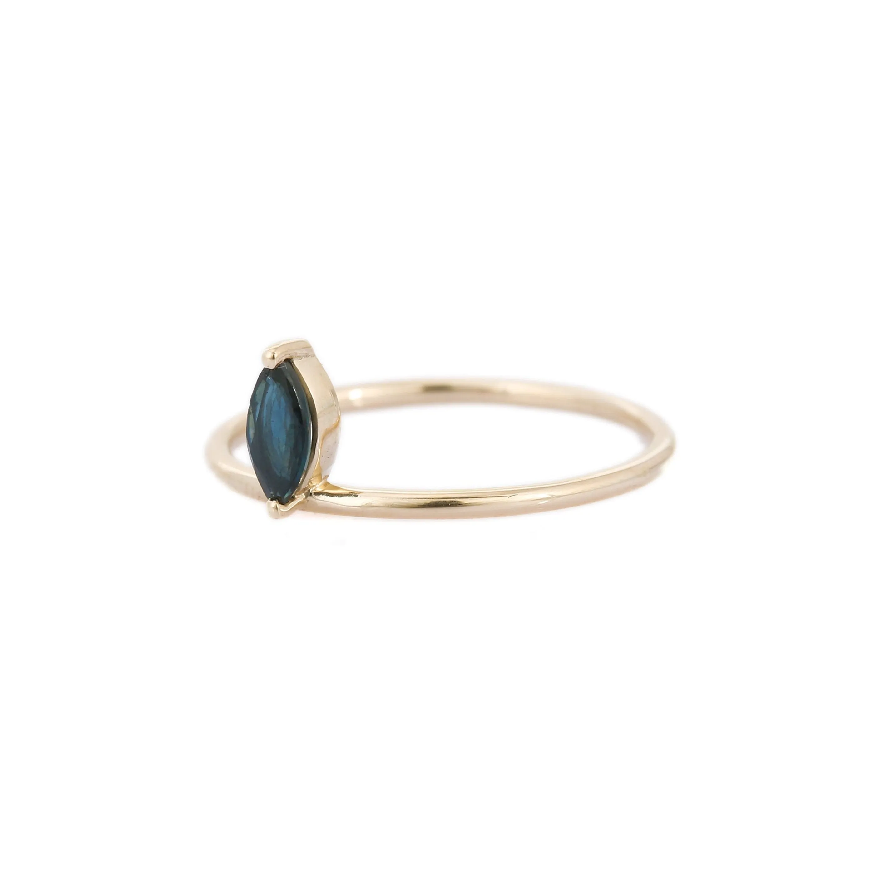 14K Gold Single Floating Sapphire Ring