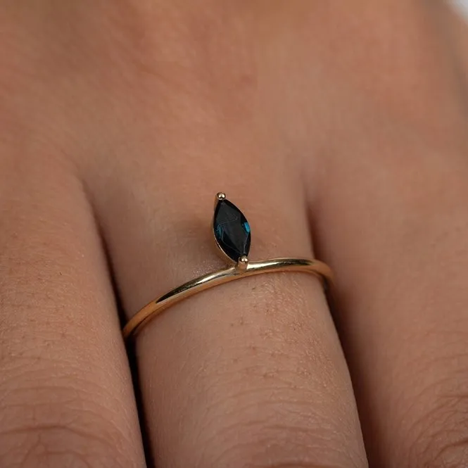 14K Gold Single Floating Sapphire Ring