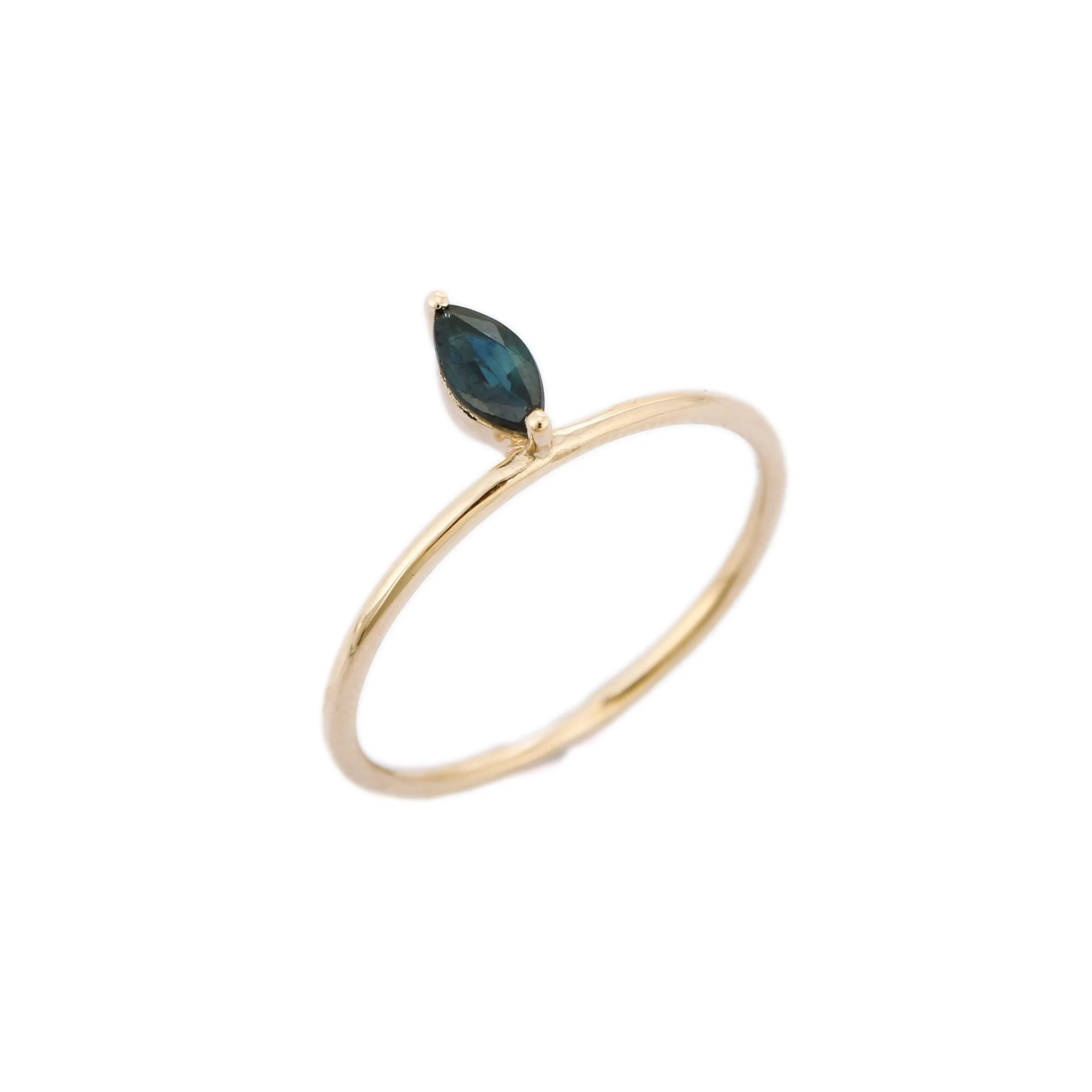 14K Gold Single Floating Sapphire Ring