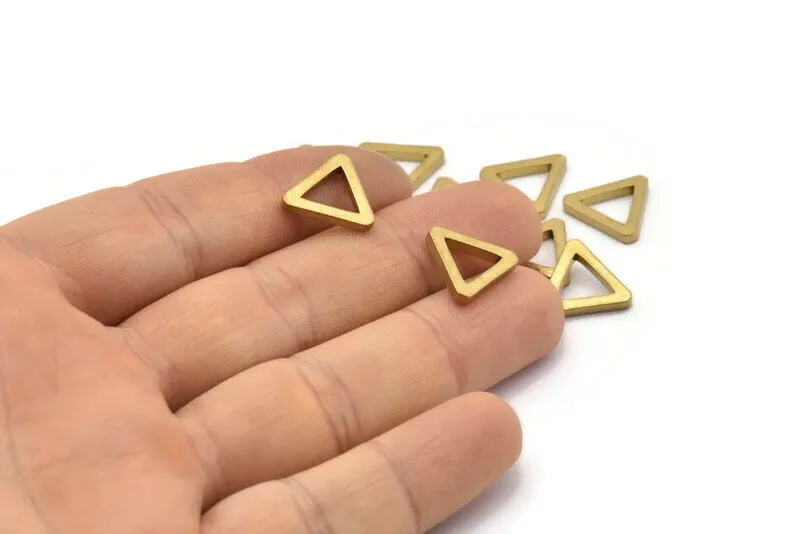 15mm Triangle Charm - 24 Raw Brass Triangle Charms (14x2mm) D0018