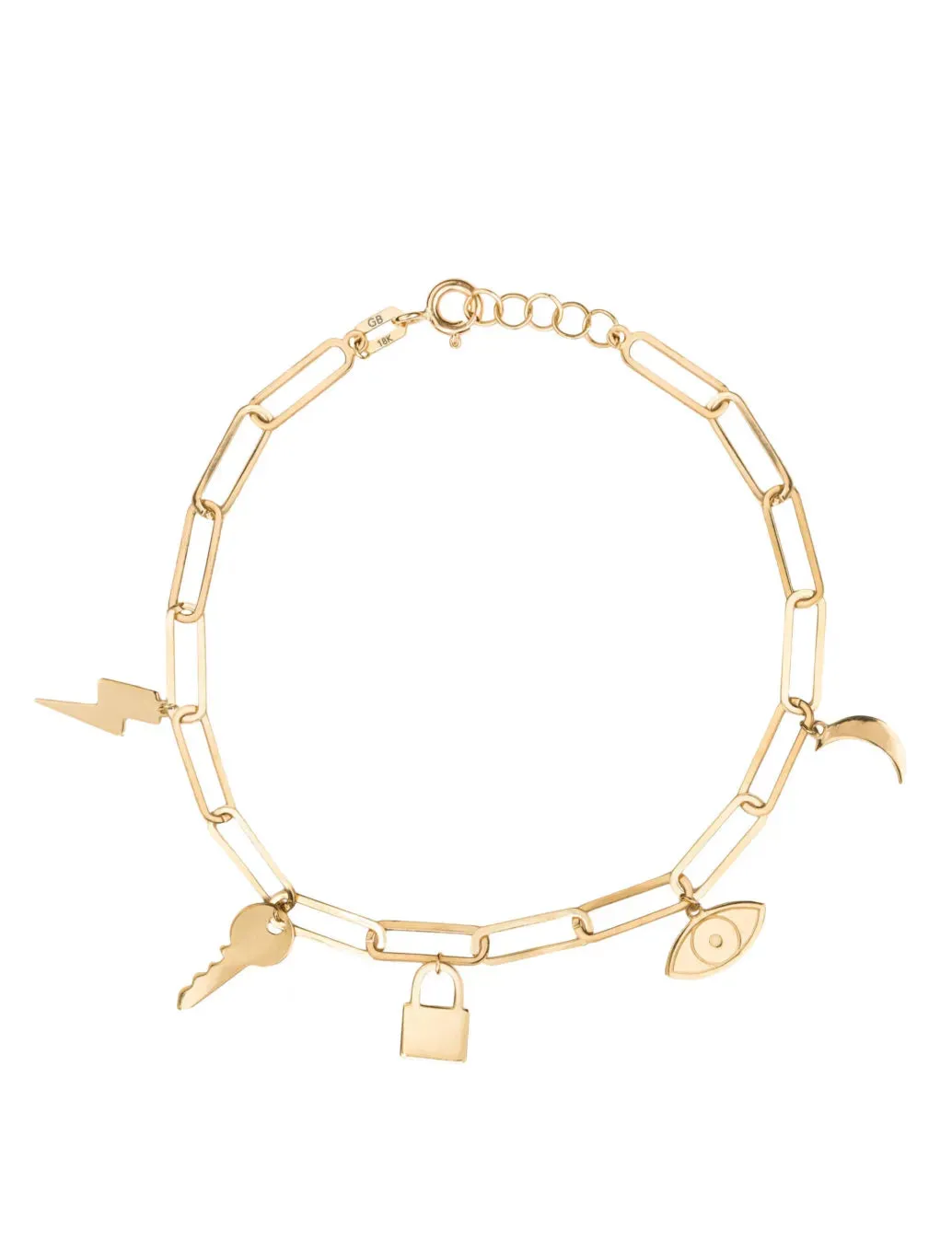 18K Gold Charm Paper Clip Bracelet