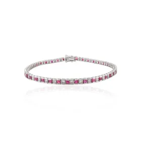 18K Gold Ruby Diamond Tennis Bracelet