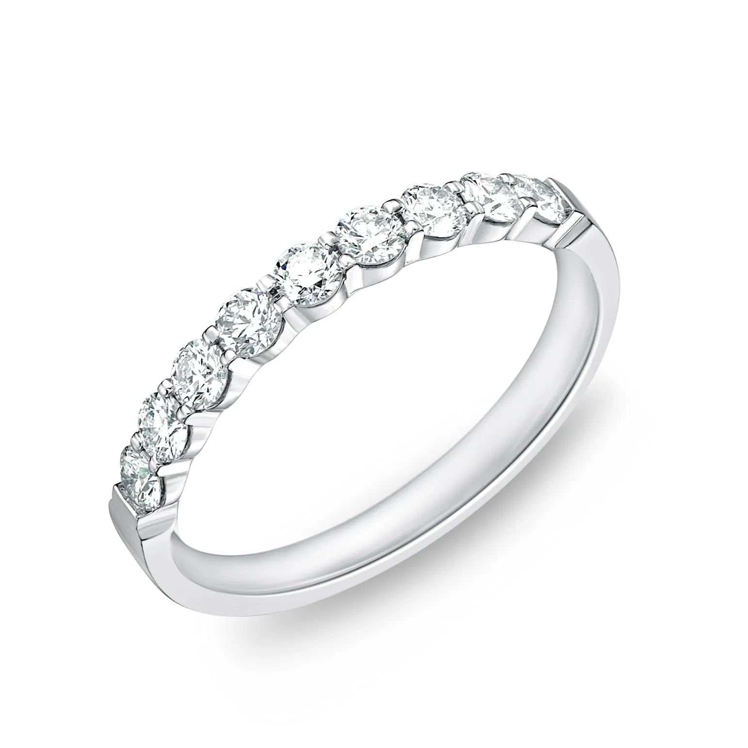 18K WHITE GOLD 9-STONE DIAMOND BAND .52CTW