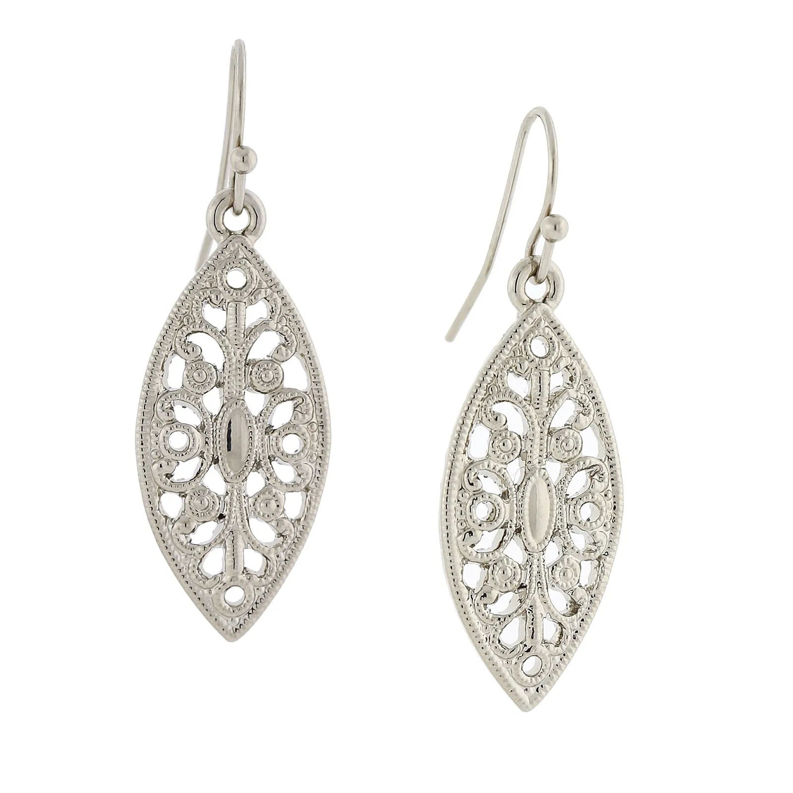 1928 Jewelry Art Deco Inspired Filigree Post Drop Earrings