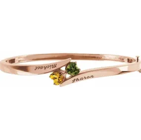 2-Stone Love Bangle Engravable Family Bracelet