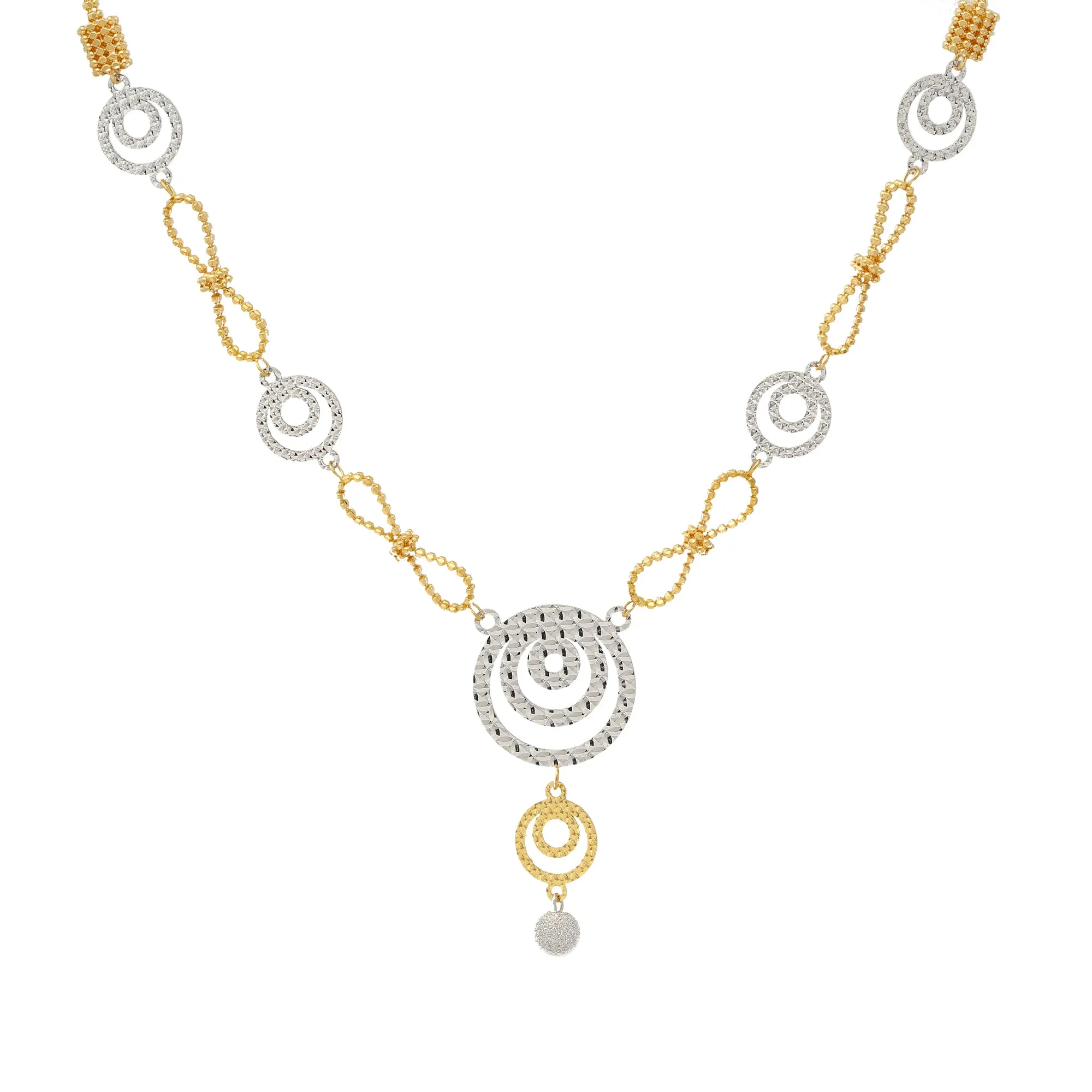 22K Yellow & White Gold Artisan Necklace Set (14gm)