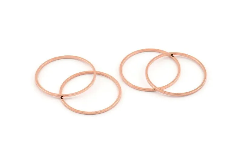 25mm Circle Connector, 24 Rose Gold Tone Brass Circle Connectors (25x1mm) D1455