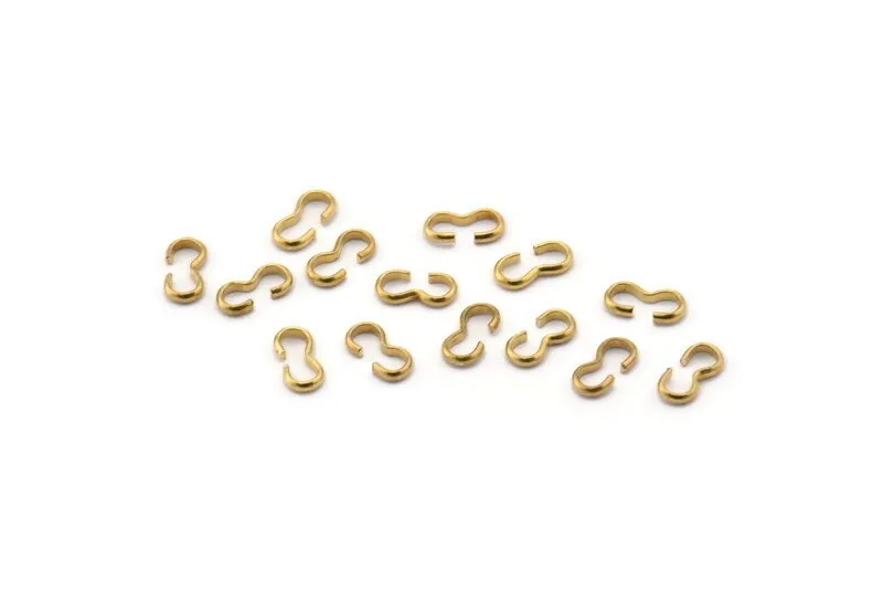 3 Shaped Connector, 250 Raw Brass 3 Shaped Chain Connectors, Findings (6x3x1x0.5mm) E150