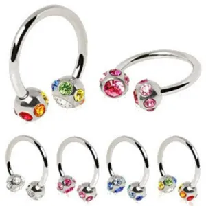 316L Surgical Steel Horseshoe with Multi Color Gem balls