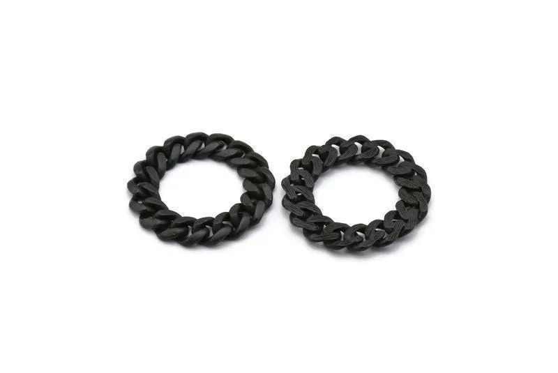 32mm Circle Connectors, Oxidized Black Brass Circle Connectors (36x8x3mm) N1727 H1018