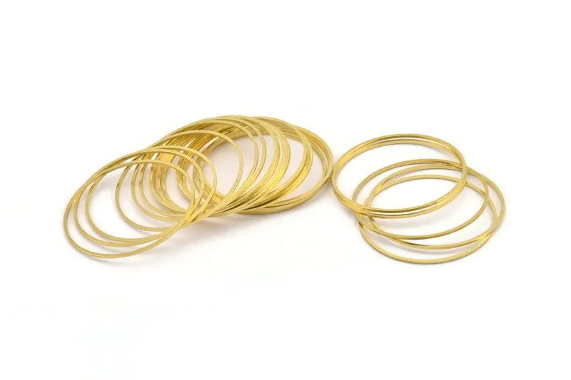 39mm Circle Connectors, 12 Raw Brass Circle Connectors (39x0.80mm) A3901