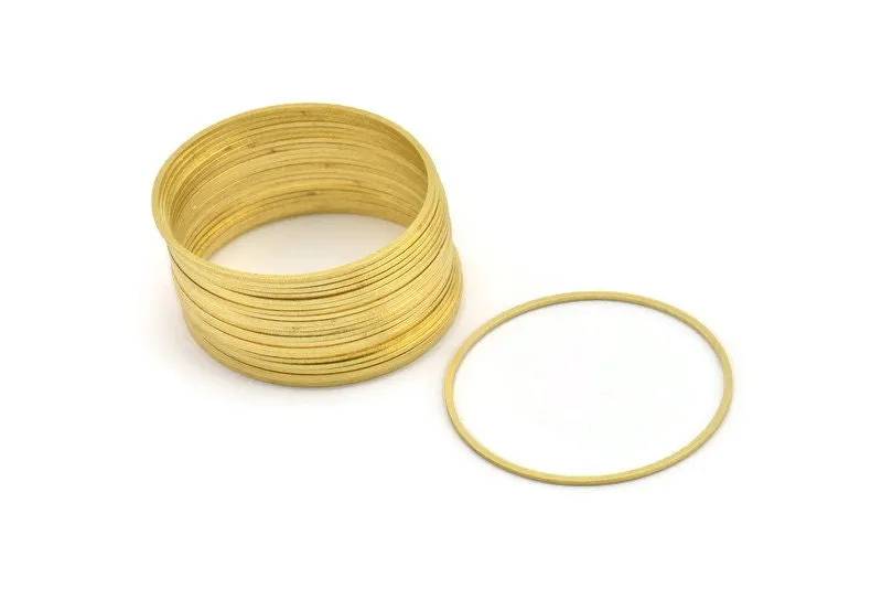 39mm Circle Connectors, 12 Raw Brass Circle Connectors (39x0.80mm) A3901