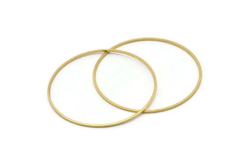 45mm Circle Connectors - 24 Raw Brass Circle Connectors (45x1x1mm) Bs 1084