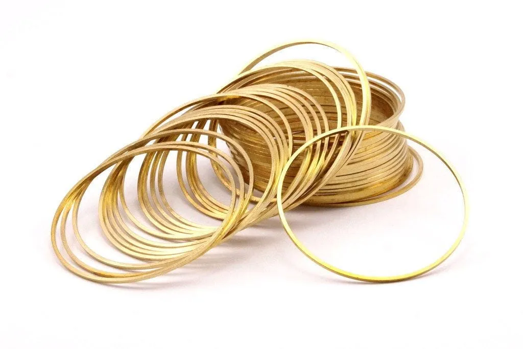 45mm Circle Connectors - 24 Raw Brass Circle Connectors (45x1x1mm) Bs 1084