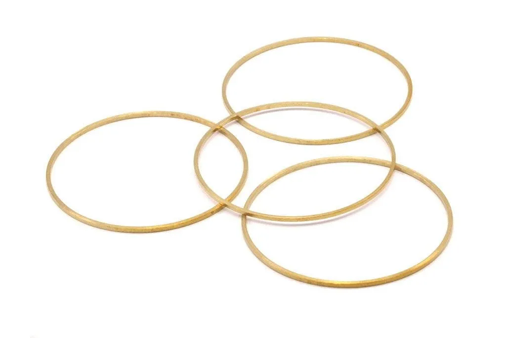 45mm Circle Connectors - 24 Raw Brass Circle Connectors (45x1x1mm) Bs 1084