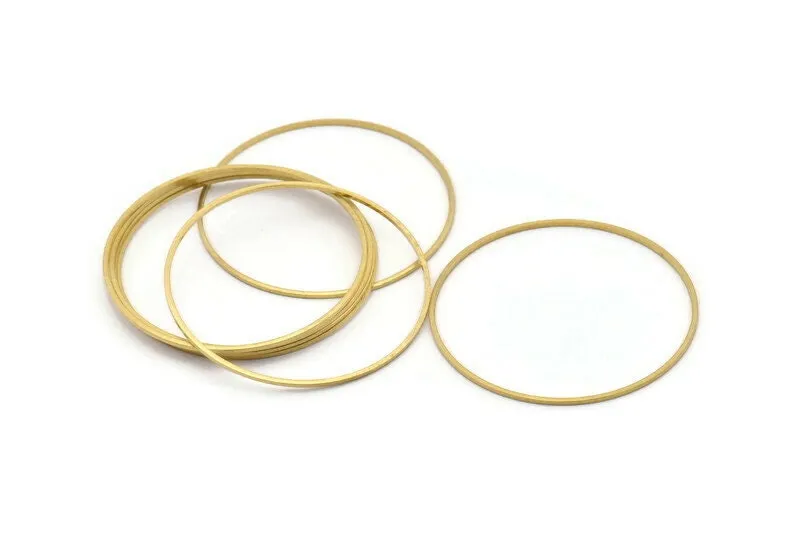 45mm Circle Connectors - 24 Raw Brass Circle Connectors (45x1x1mm) Bs 1084