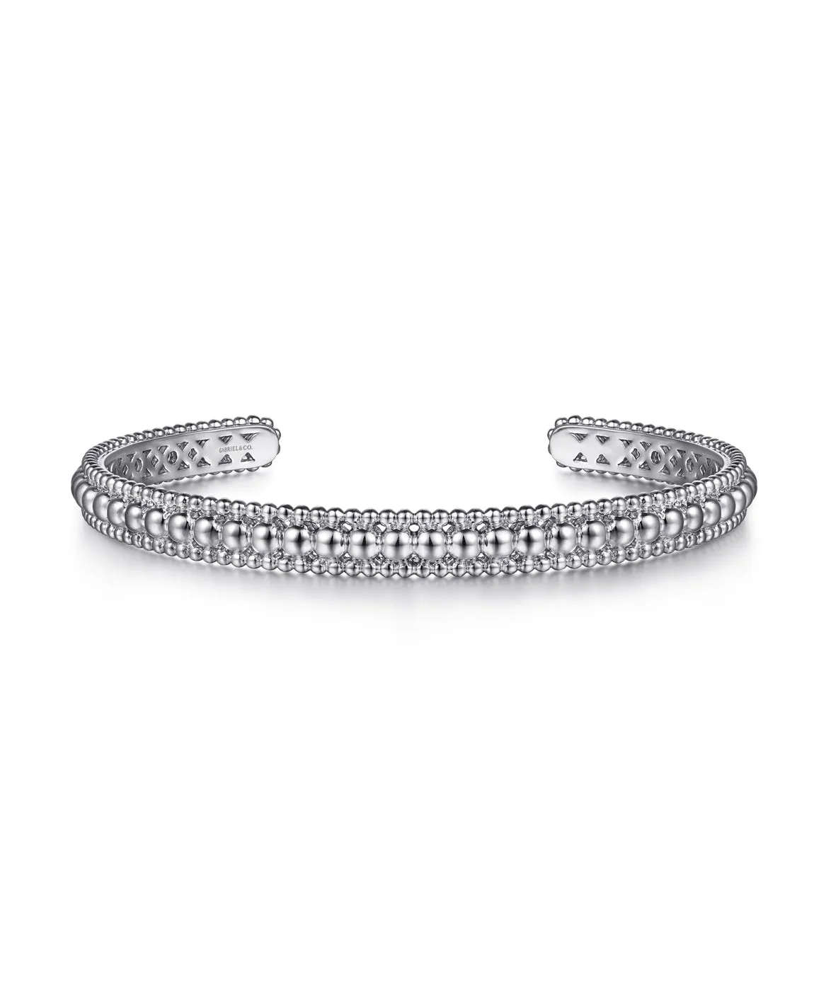 925 Sterling Silver Bujukan Beaded Open Bangle