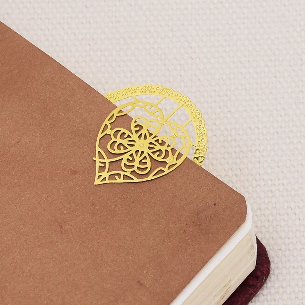 About 29*25mm metal Vintage bookmark clips Paper clips Planner Jewel clip Gold plated heart 5pcs