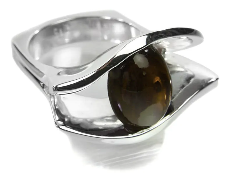 Aida Ring Smokey Quartz Cabochon