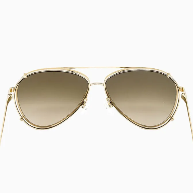 Alexander Mcqueen Pilot Gold Metal Sunglasses