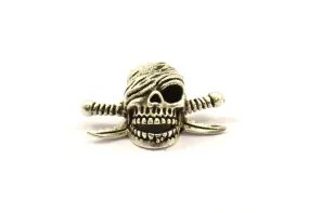 Antique Silver Pirate Finding, 2 Antique Silver Plated Skull Head Bracelet Parts (21x16x8.5mm) N0376