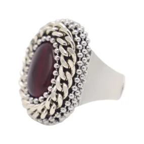 B.E. WINE RED SWAROVSKI CRYSTAL ADJUSTABLE RING