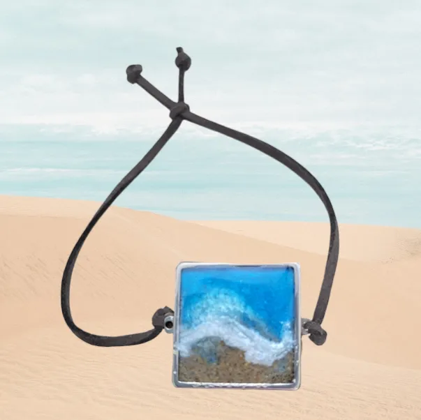 Beach Sand and Ocean Wave Suede Square Bracelets