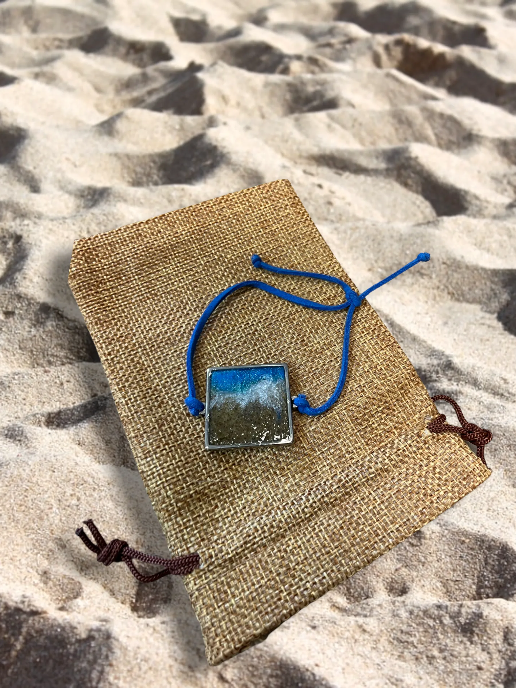 Beach Sand and Ocean Wave Suede Square Bracelets