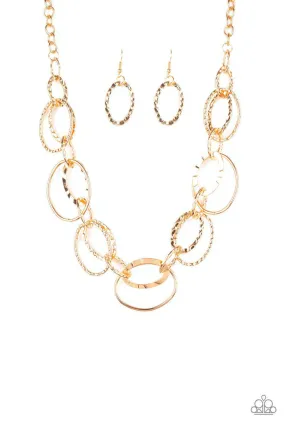 Bend OVAL Backwards Gold Necklace - Paparazzi Accessories