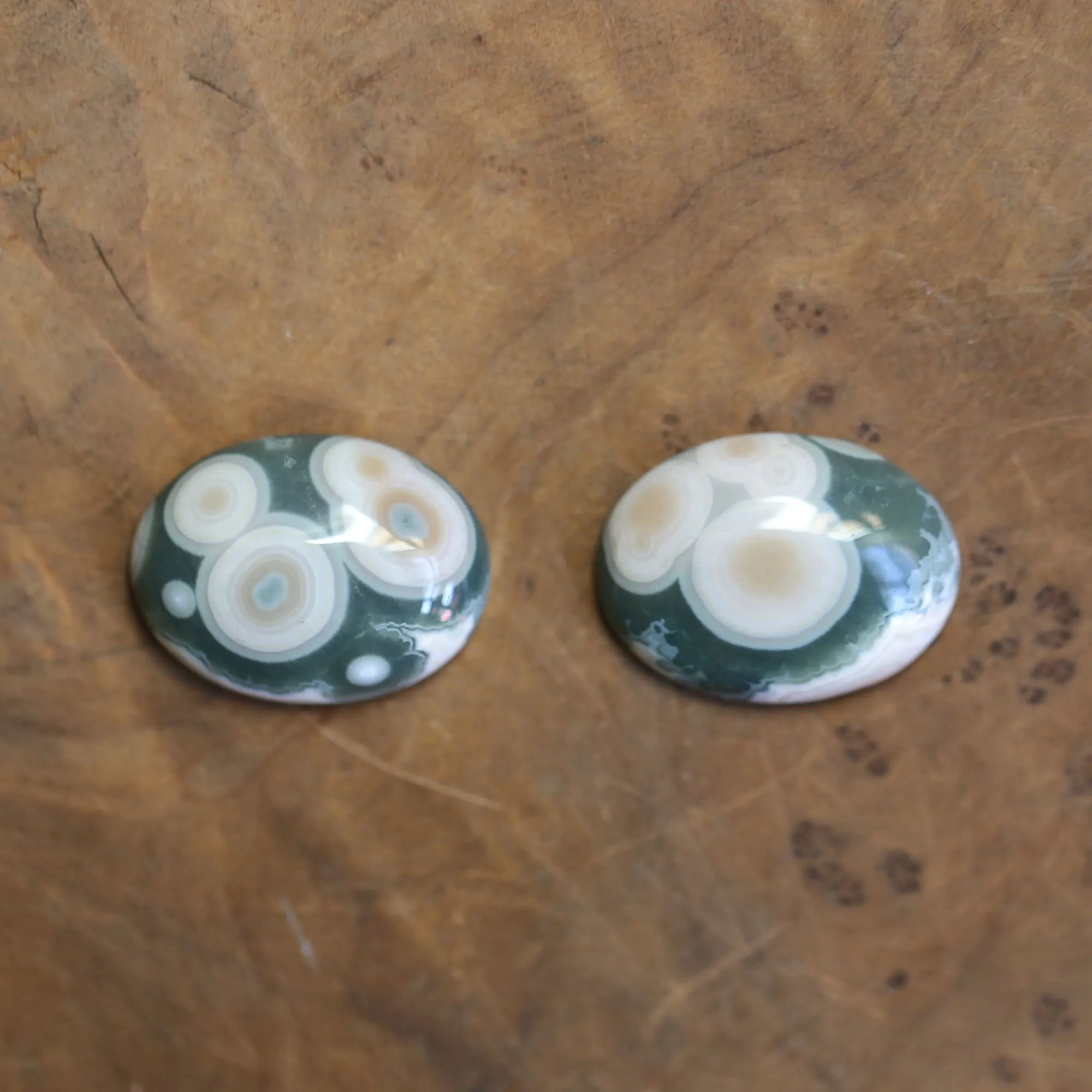 BIG Ocean Jasper Posts - Blister Pearl Drop Earrings - Silversmith Post Earrings