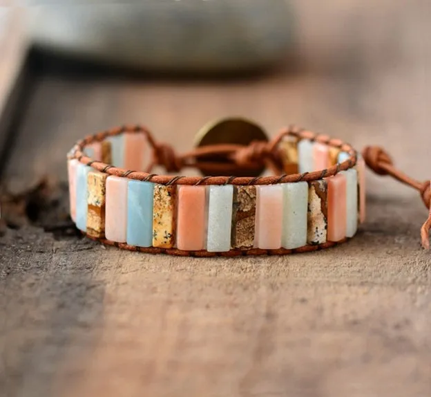 Bohemian Wild Spring Jasper Cuff Beaded Bracelet