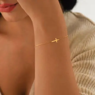 Bracelet with Cross | 14K Solid Gold