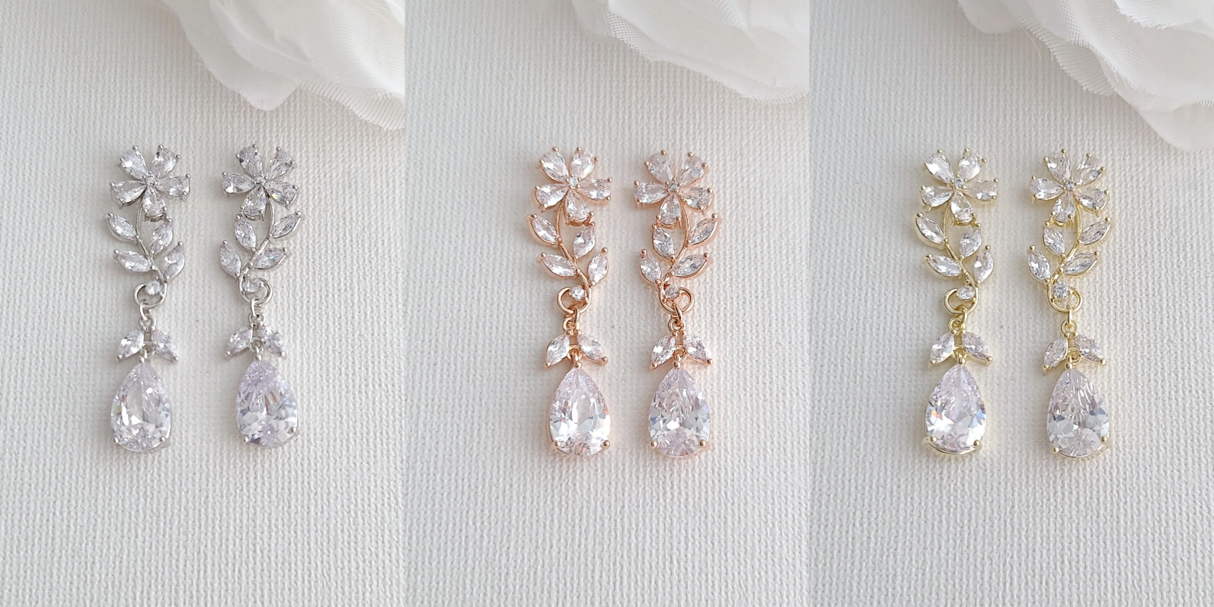 Bridal Flower Crystal Earrings- Daisy