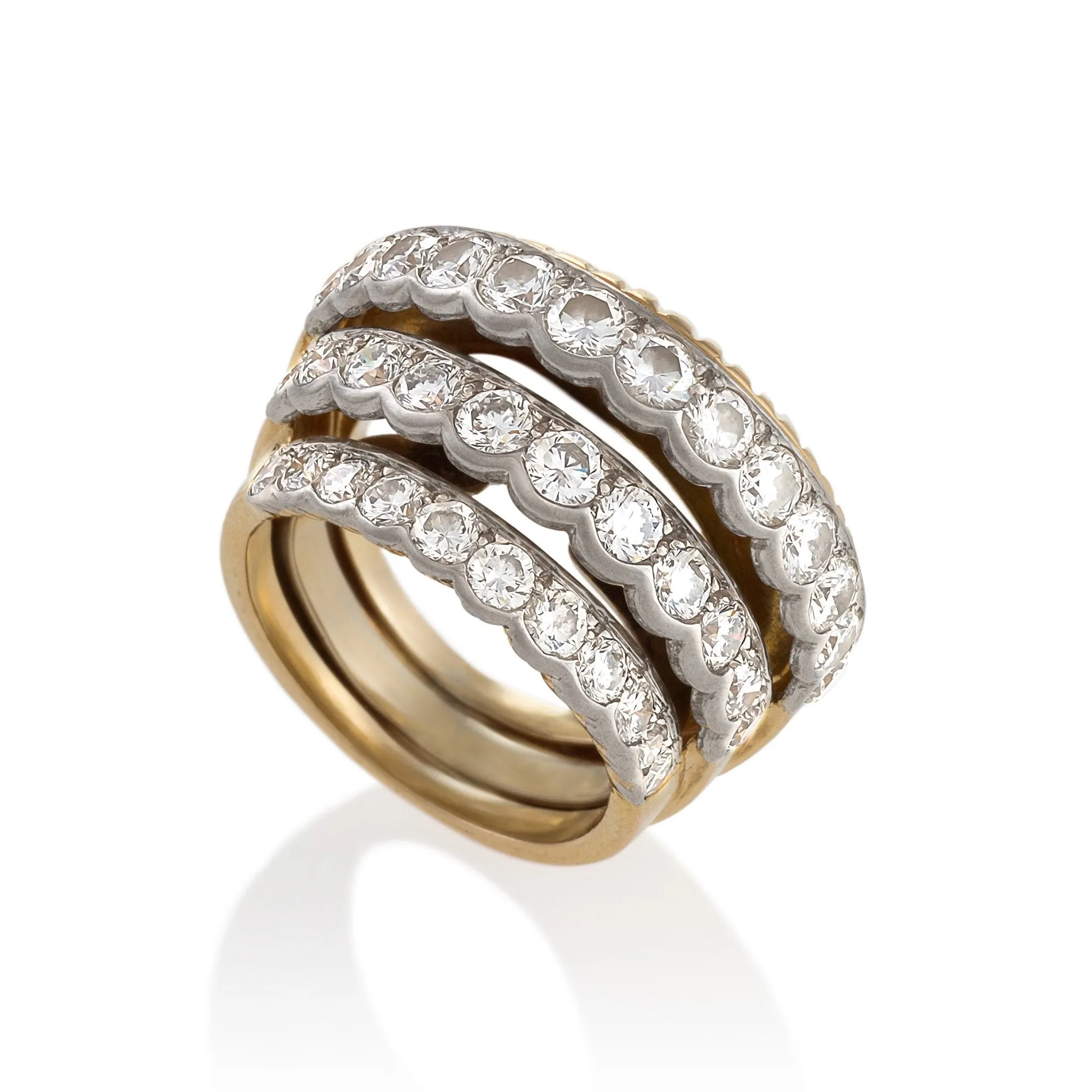 Cartier Stepped Gold and Diamond Ring