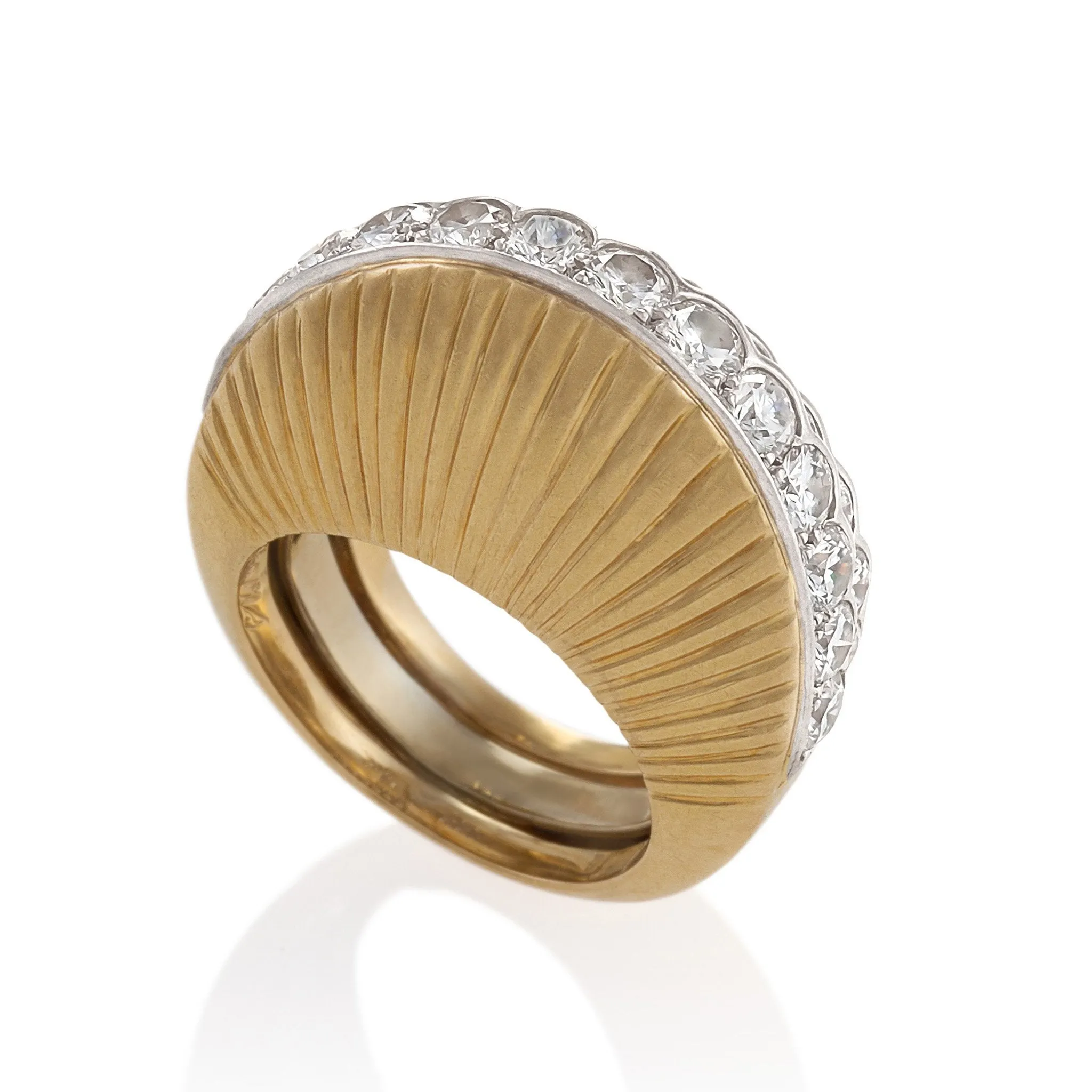 Cartier Stepped Gold and Diamond Ring