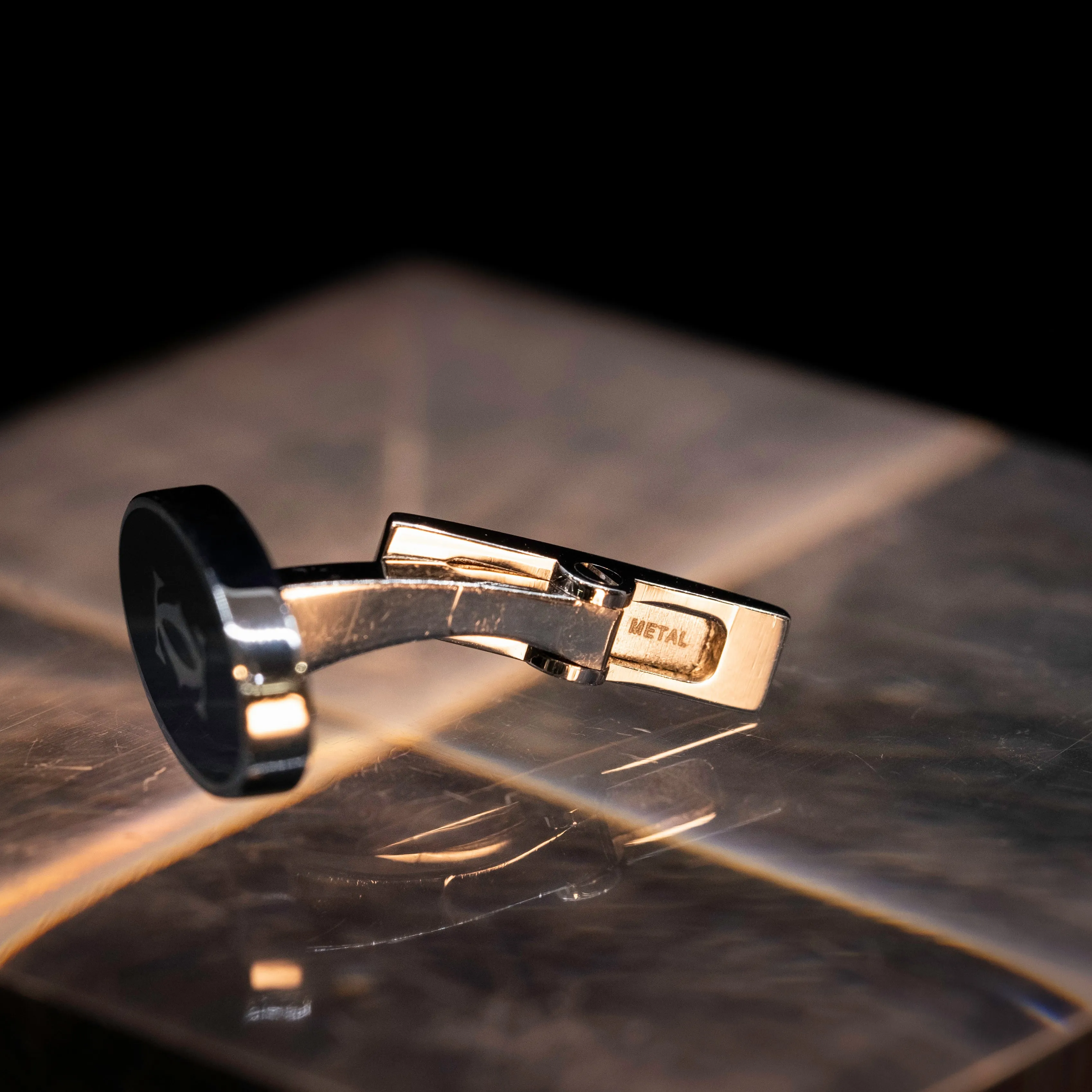 Cartier Sterling Black Enamel Logo Cufflinks