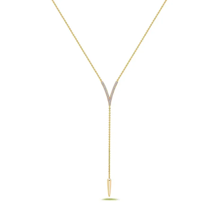 CHARLES KRYPELL Diamond Drop V Tassel Necklace