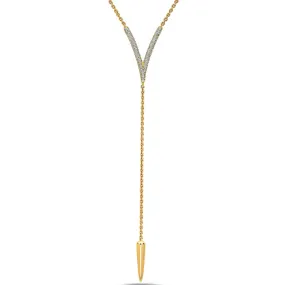 CHARLES KRYPELL Diamond Drop V Tassel Necklace