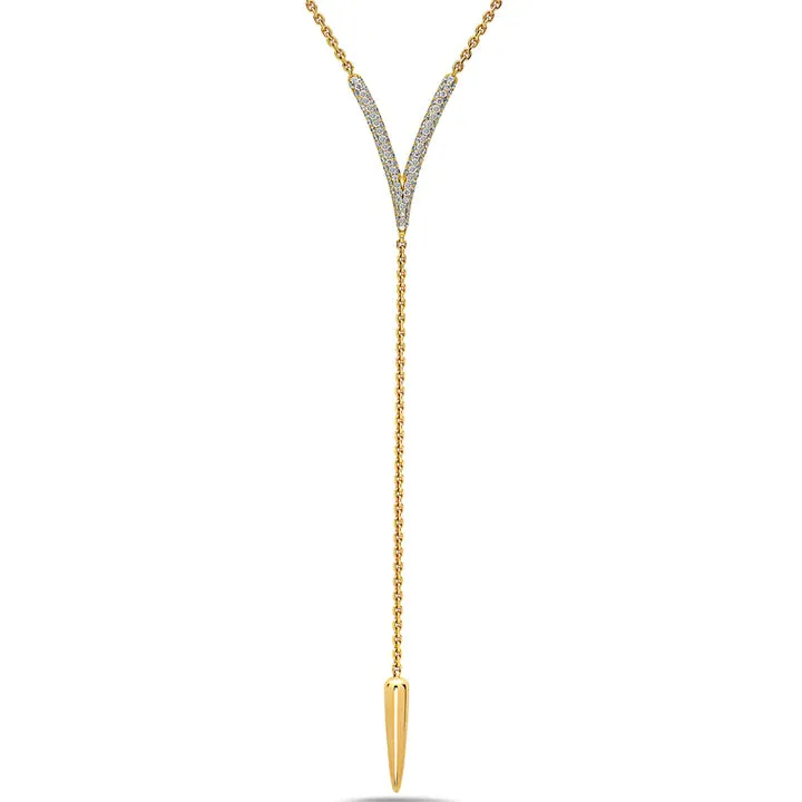 CHARLES KRYPELL Diamond Drop V Tassel Necklace