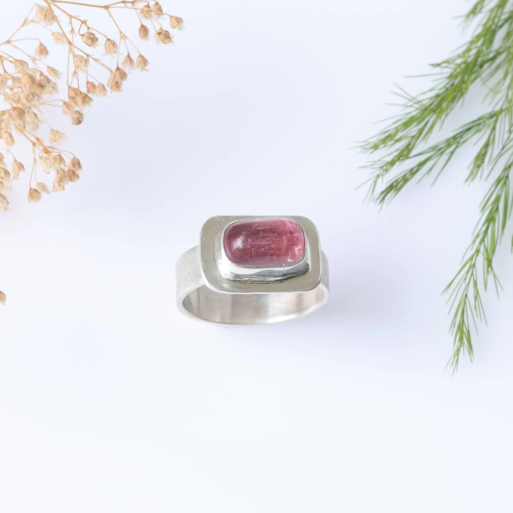 Chelsea - Pink Tourmaline Silver Ring