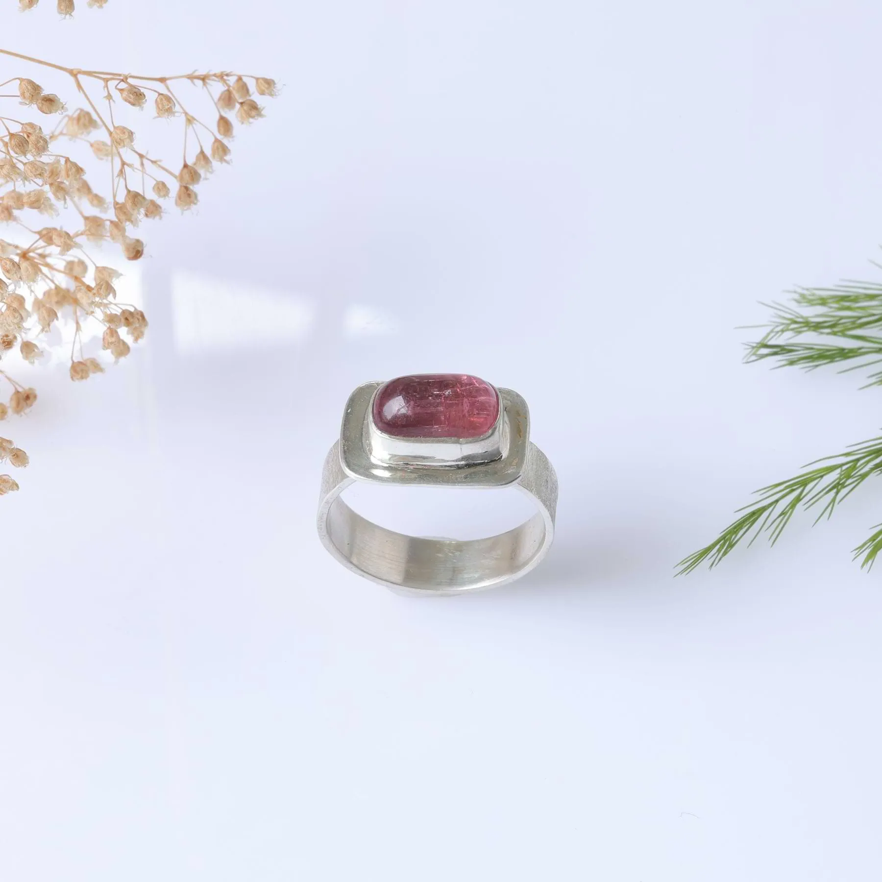 Chelsea - Pink Tourmaline Silver Ring