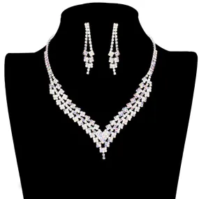 Chevron Accented Rhinestone Pave Necklace