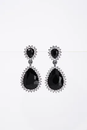 Clara Drop Pointed Rim Stone Post Earrings