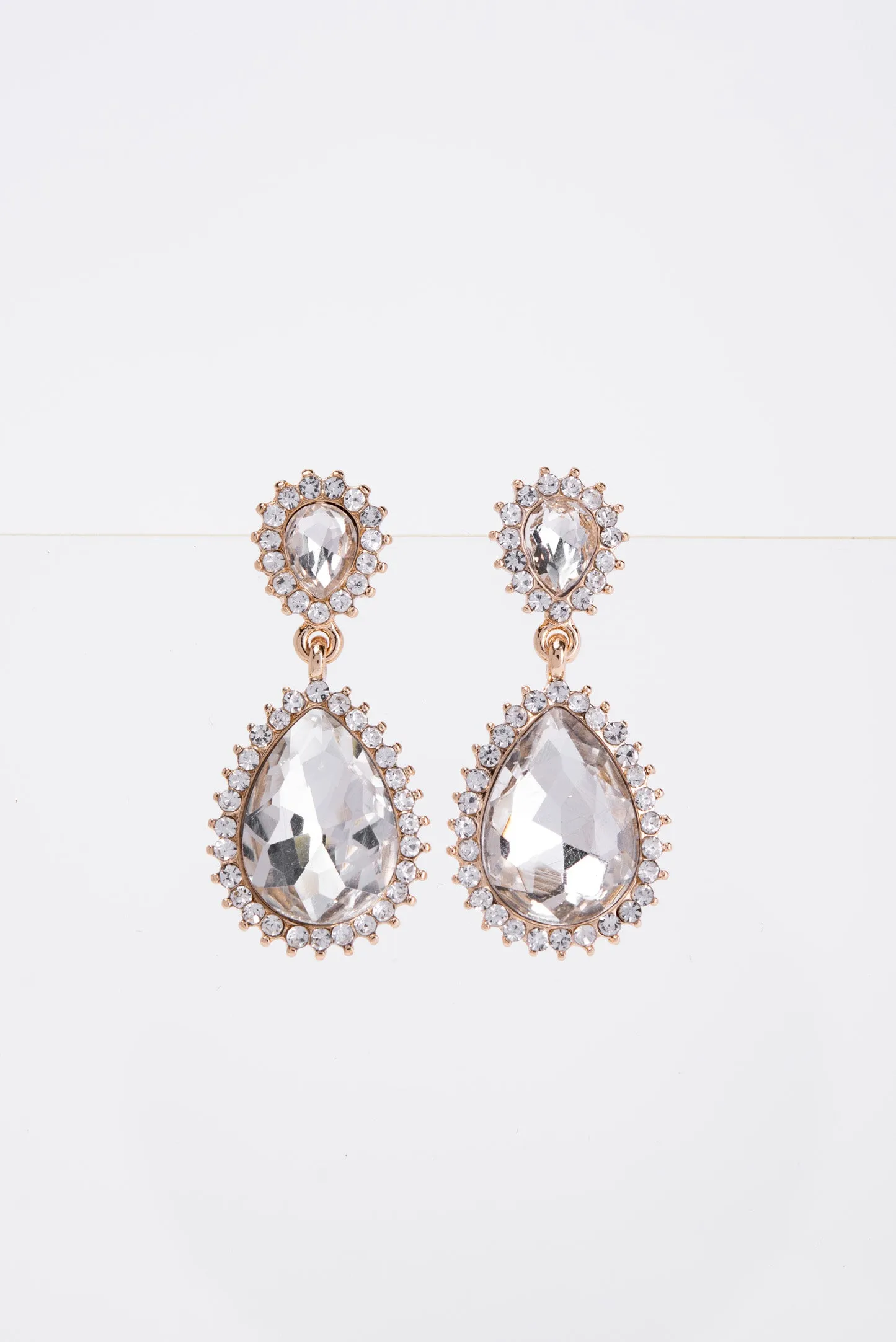 Clara Drop Pointed Rim Stone Post Earrings